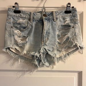 High waisted denim shorts
